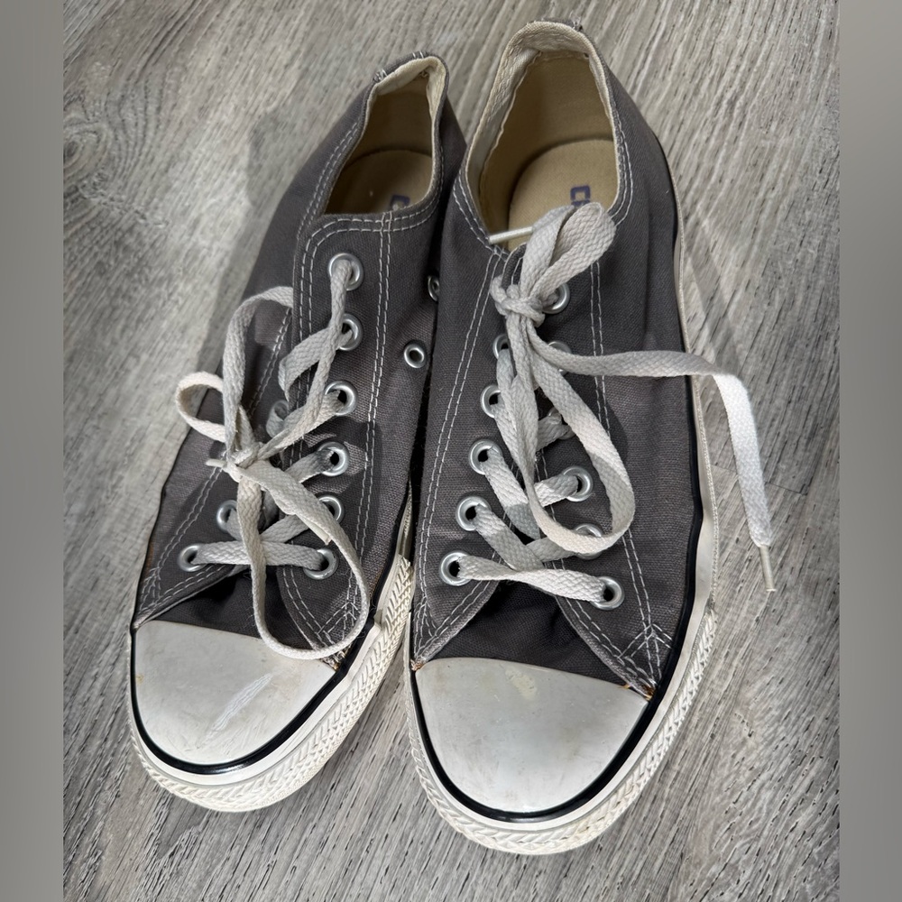 Converse Low-Top Canvas Sneakers in Gray and White